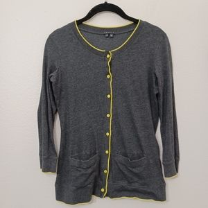Theory Dark Grey with Yellow Trim Cardigan